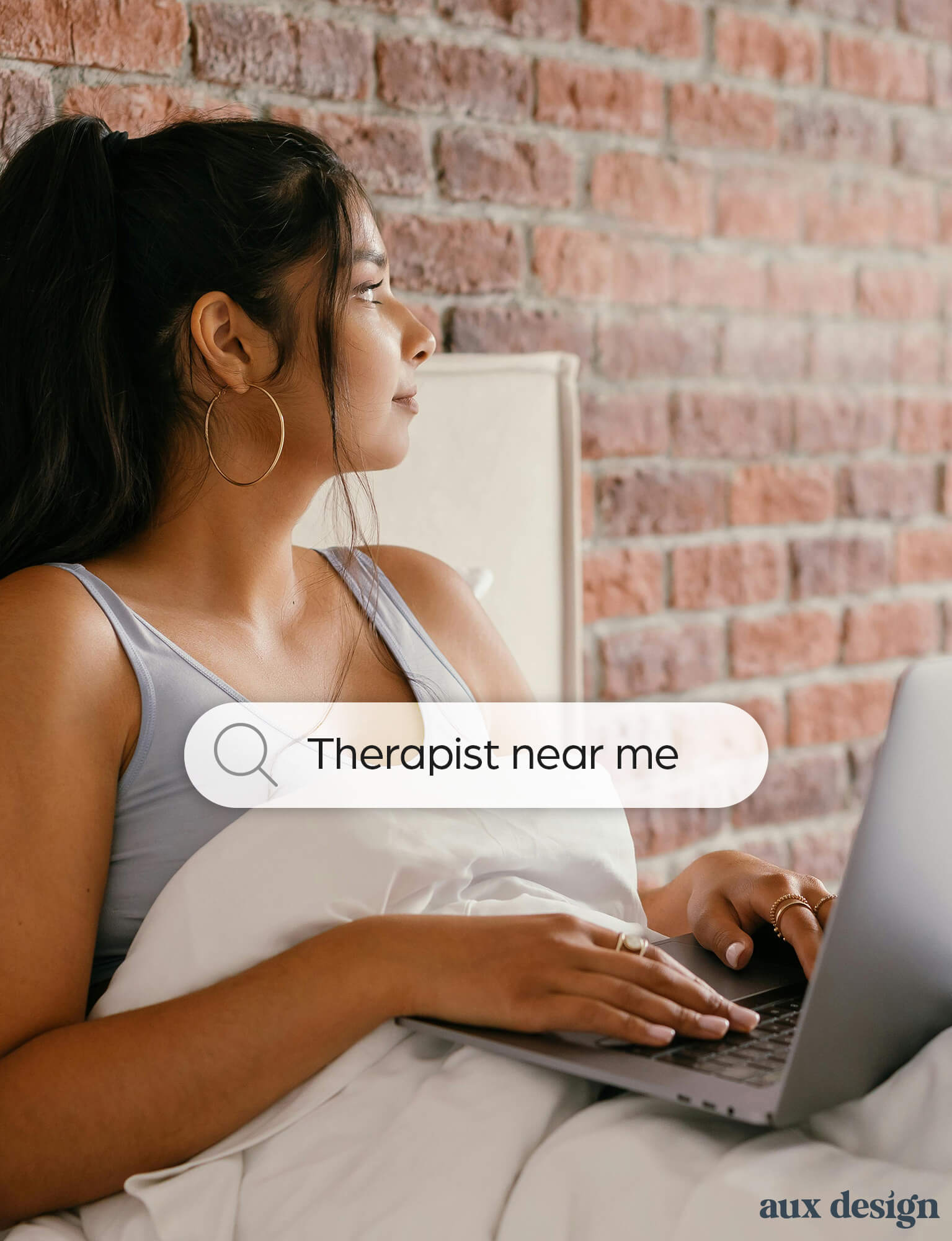 ecommerce seo for therapists - girl searches Therapists near me on google on her computer
